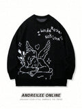 Oversized Graphic Angel Knit Sweater