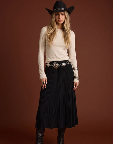 Elegant High Waisted Pleated Midi Skirt