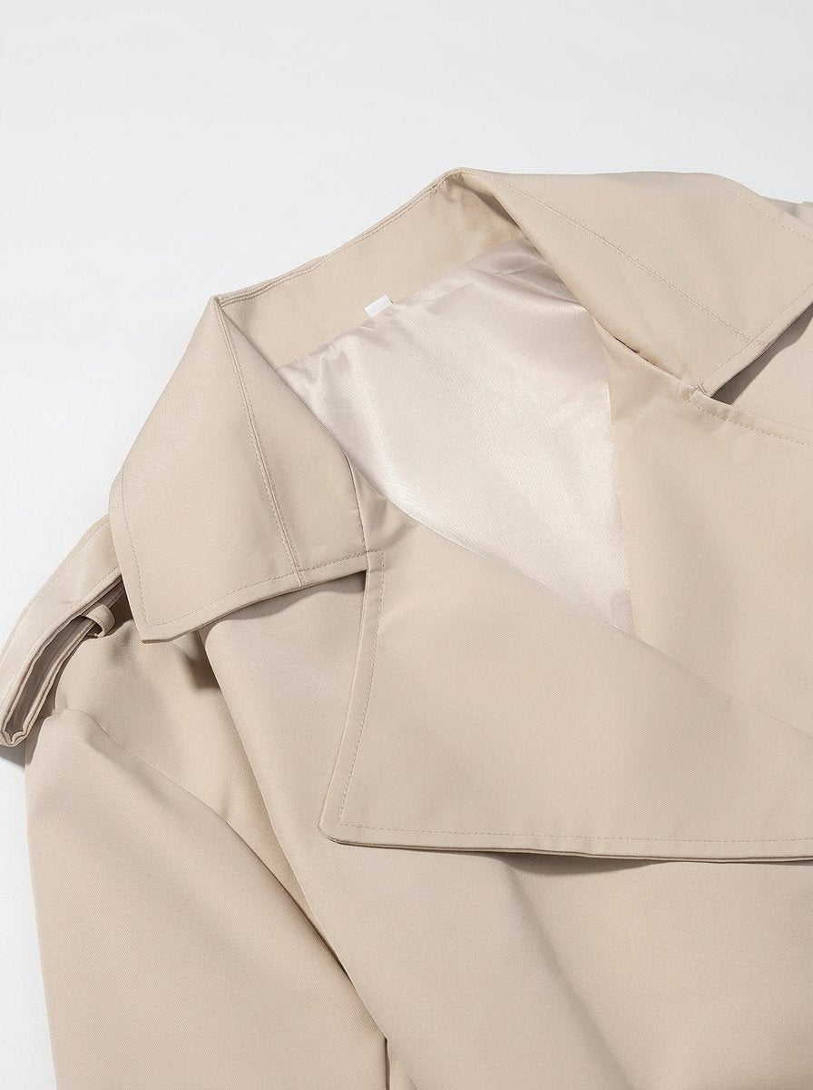 Cropped Belted Faux Leather Trench Coat