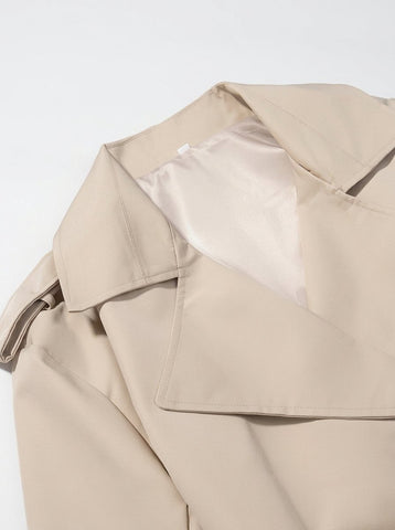Cropped Belted Faux Leather Trench Coat