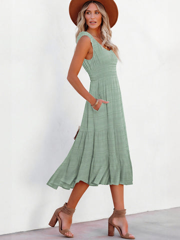 Smocked Tiered Midi Dress