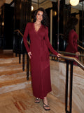 Lace Trim Wrap Maxi Dress
