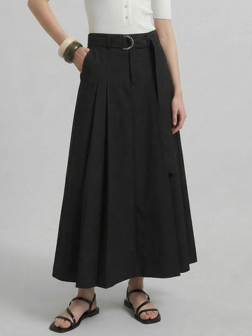MO&Co. Belted A-line Pleated Skirt