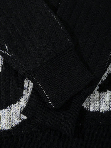 Oversized Graphic Collared Knit Sweater