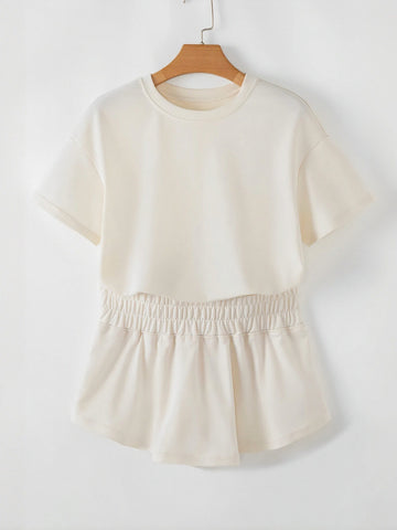 Cropped Tiered Hem Shorts Set