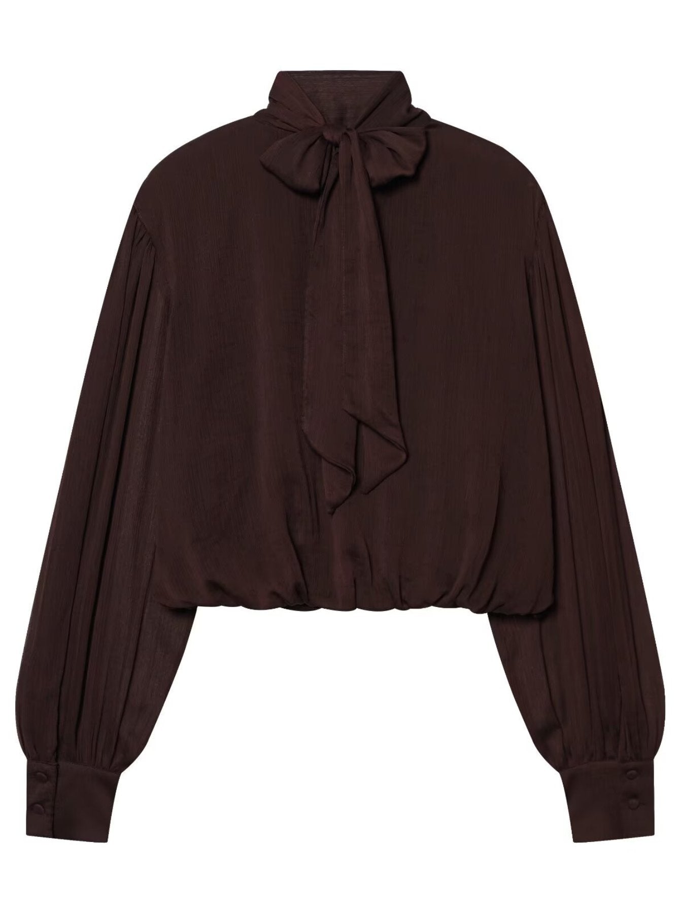 Elegant Draped Mock Neck Chiffon Blouse
