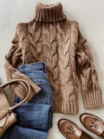 Cozy Cable Knit Turtleneck Sweater