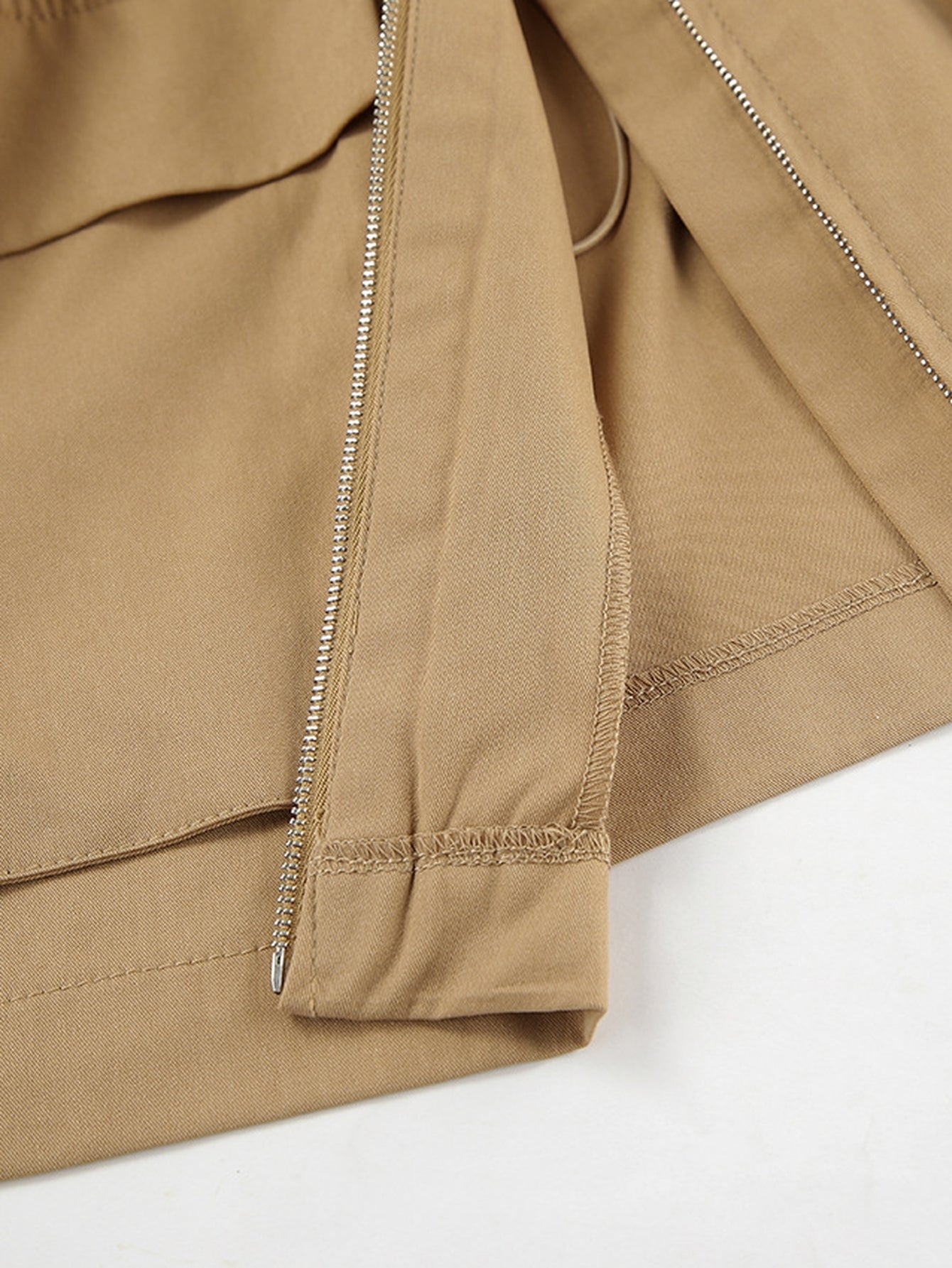 Oversized Contrast Collar Utility Trench Coat