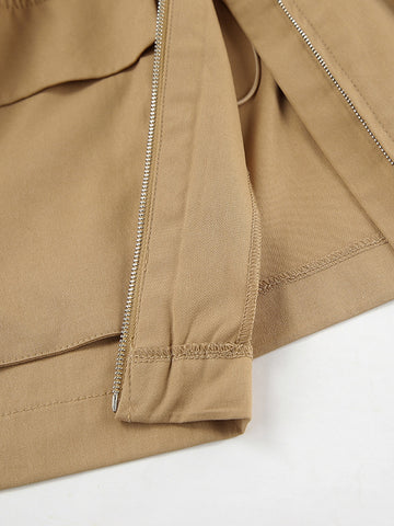 Oversized Contrast Collar Utility Trench Coat