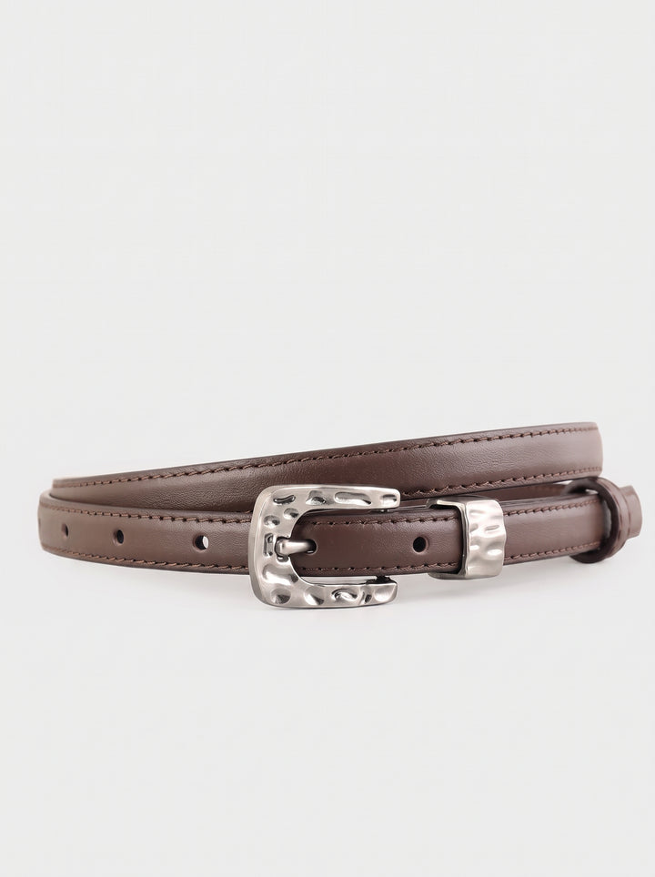 Minimalist Gold Buckle Skinny Belt