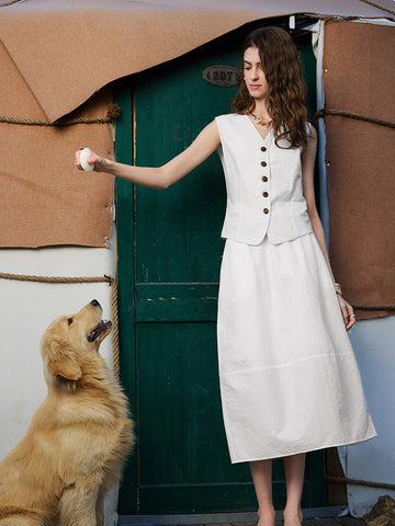 TOYOUTH Sleeveless Vest Straight Skirt Casual Suit