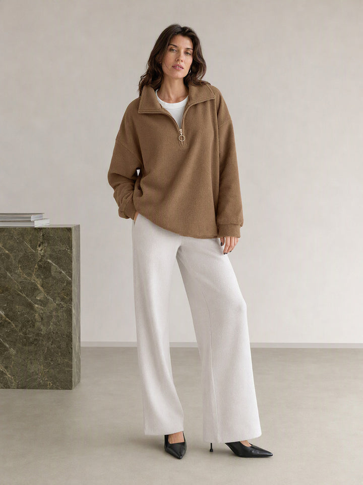 Oversized Quarter Zip Fleece Sweatshirt