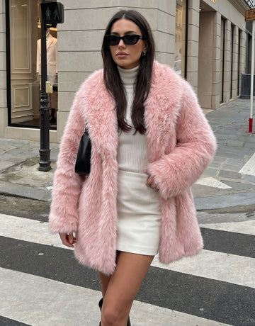Luxury Plush Pink Faux Fur Coat
