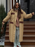 Oversized Colorblock Utility Trench Coat
