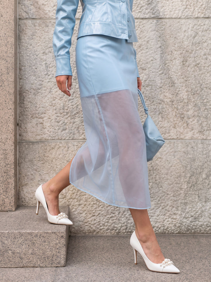 Sheer Layered Midi Skirt