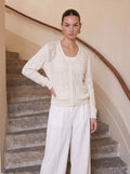 Sheer Crochet V Neck Cardigan