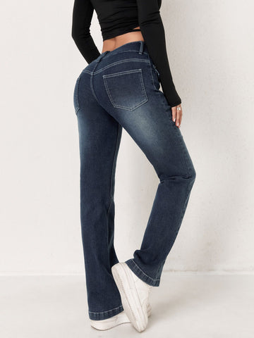 High Waisted Utility Flare Jeans