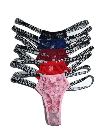 Sexy Lace Strappy Logo Thong Panties