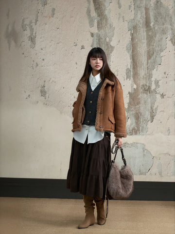 Cozy Faux Suede Sherpa Jacket