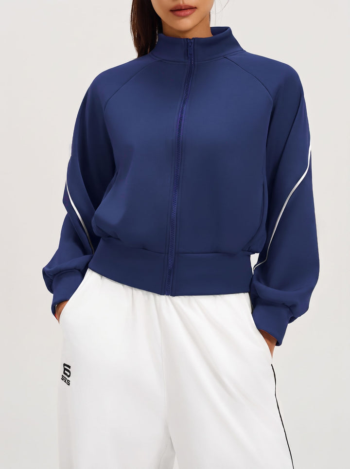 Cropped Lightweight Athletic Track Jacket
