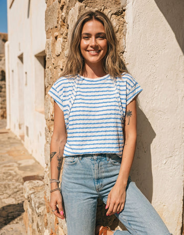 Casual Striped Textured Cotton T-Shirt