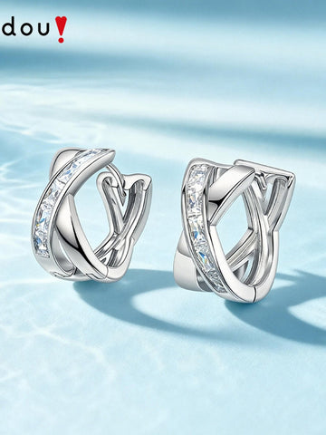 Elegant Sparkling Cross Huggie Earrings