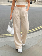 High Waisted Pleated Linen Trousers