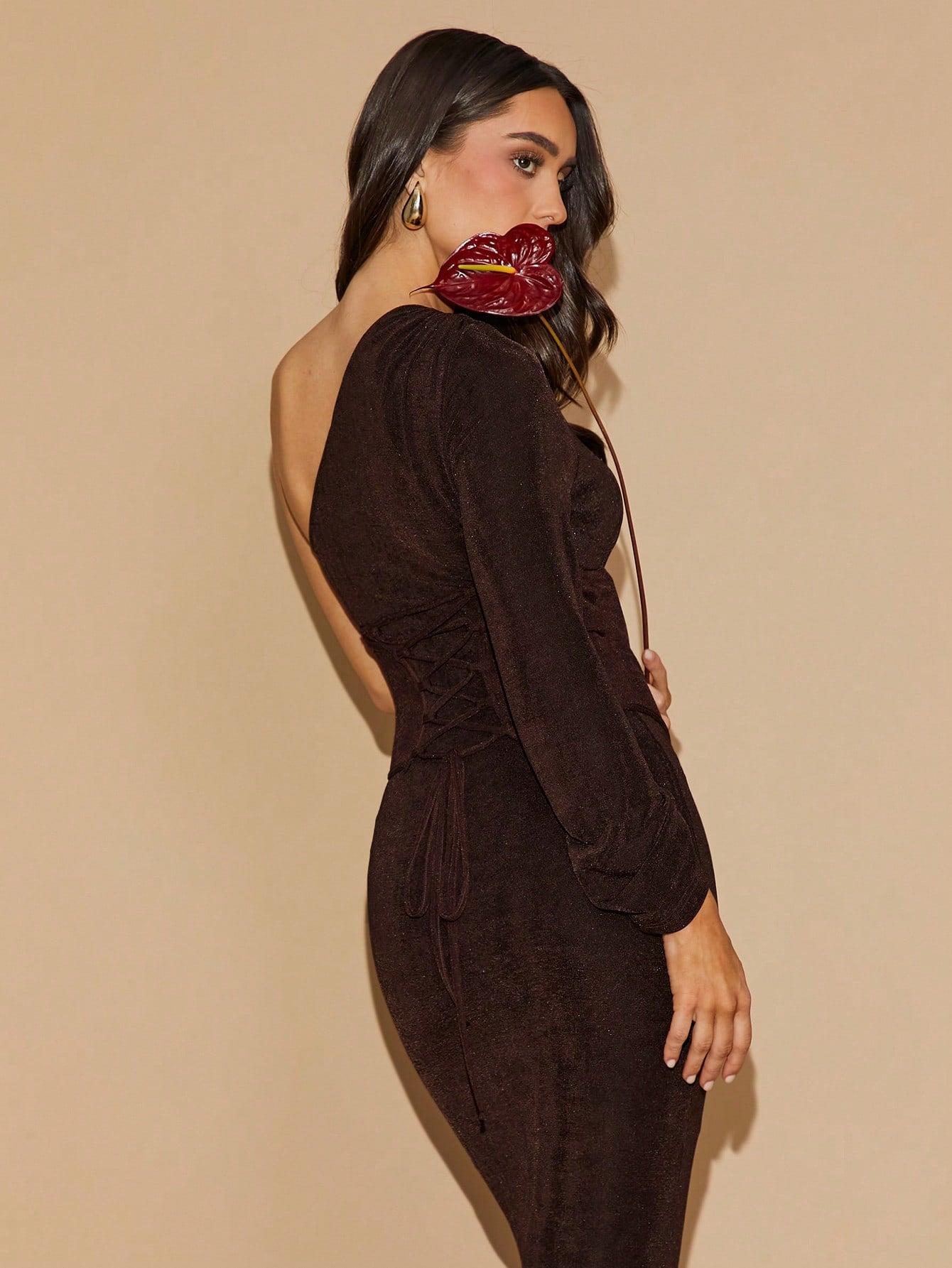 Sleek One Shoulder Midi Dress