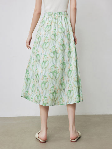 Floral Flowy Feminine Midi Skirt