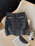 Beaded Tweed High Waisted Mini Skirt