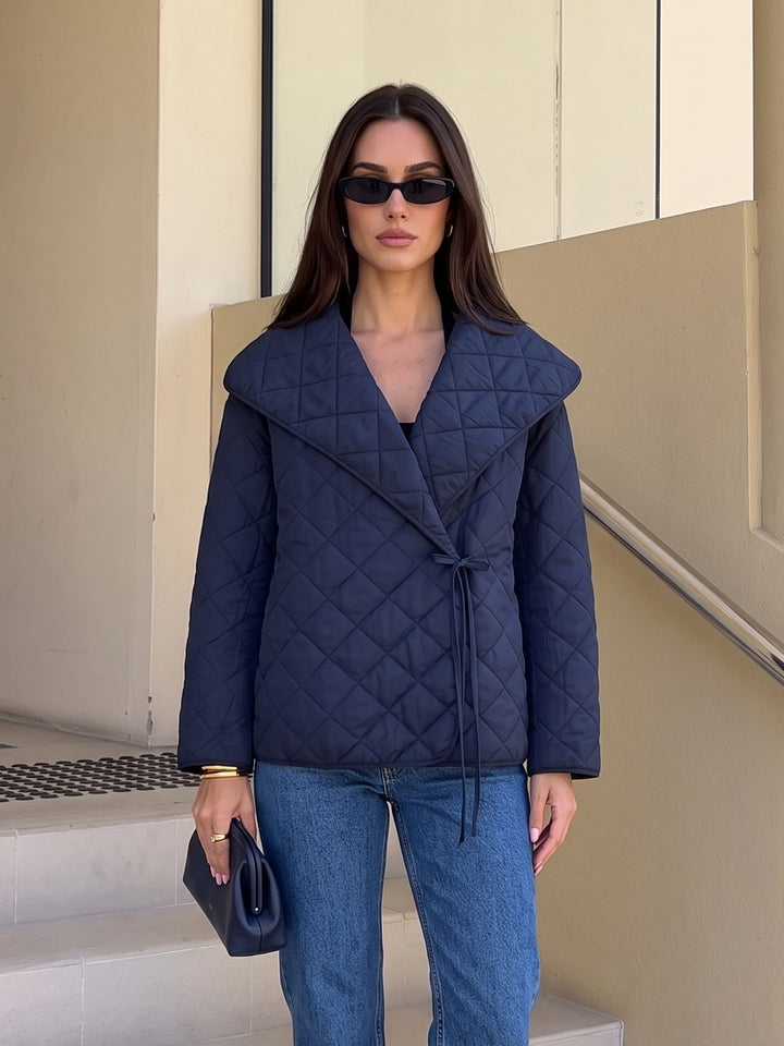 Elegant Quilted Wrap Puffer Jacket