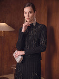 Embellished Mock Neck Knit Pullover