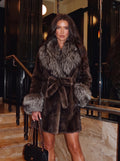 Luxurious Belted Faux Fur Coat