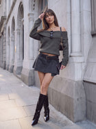 Off The Shoulder Foldover Knit Sweater