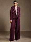 Elegant Tweed High Waisted Wide Pants