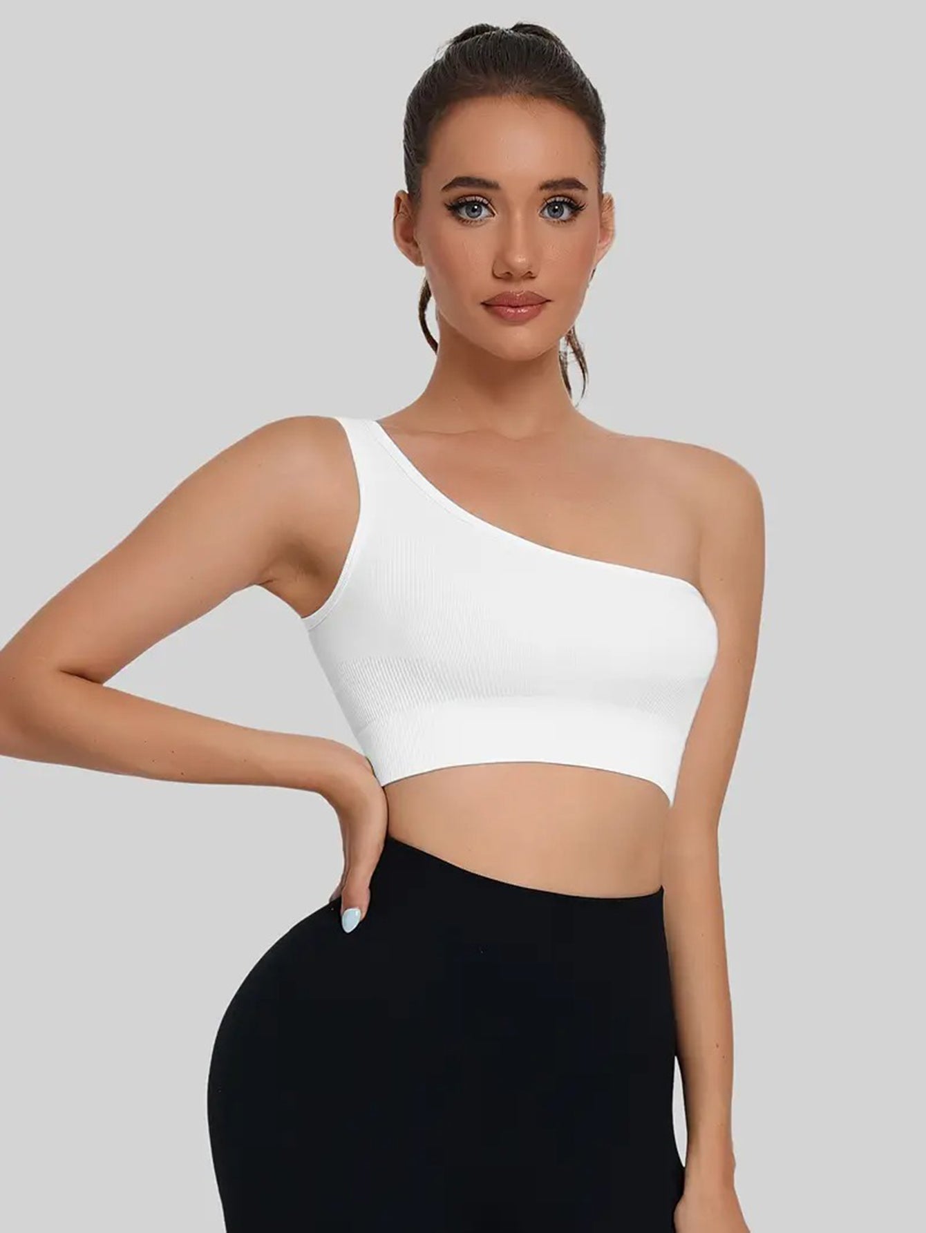 Seamless One Shoulder Ribbed Yoga Tank