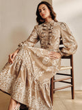 Boho Ruffled Paisley Print Maxi Dress