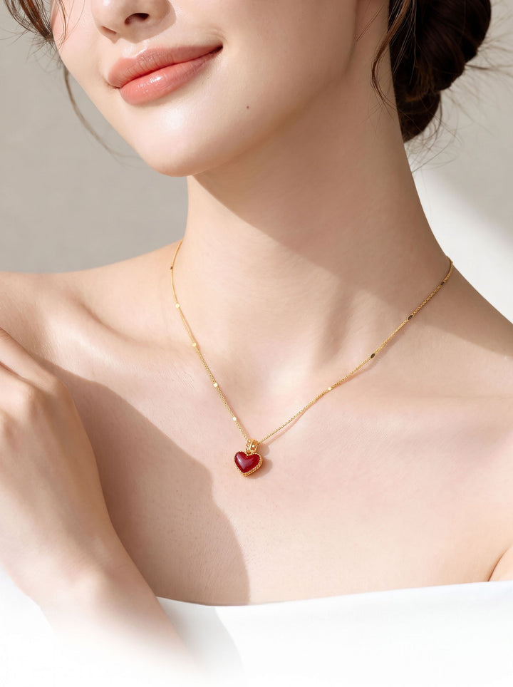 Dainty Reversible Heart Pendant Necklace