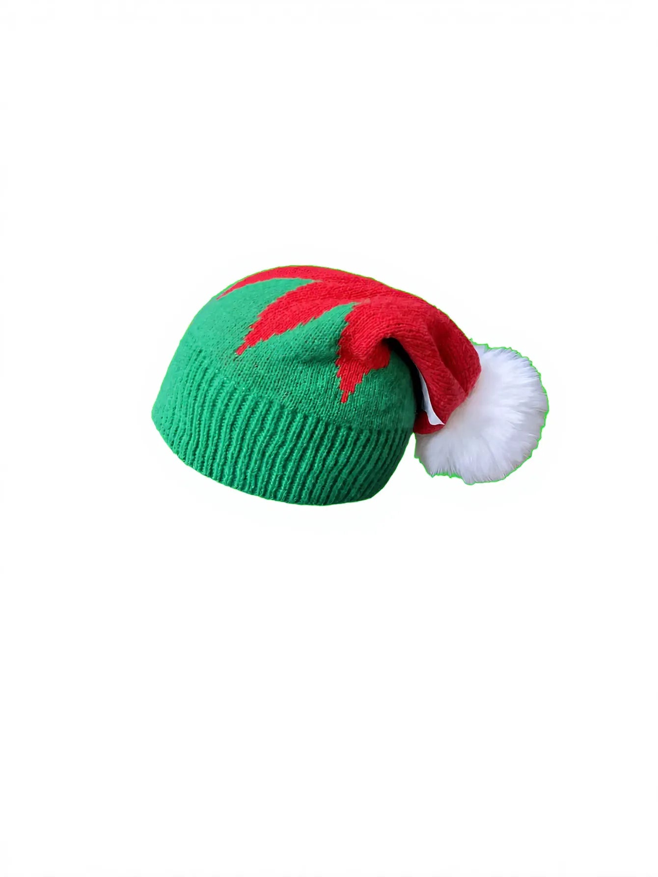 Festive Holiday Elf Pom Beanie Hat