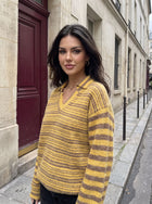 Fuzzy Striped Collared Pullover Sweater
