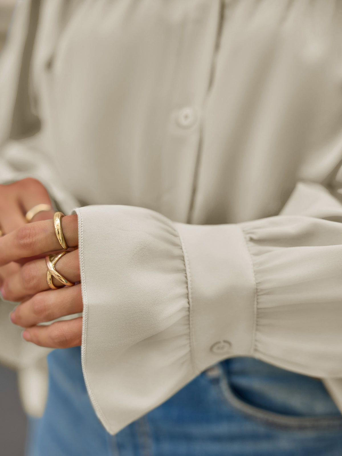 Oversized Puff Sleeve Button Down Shirt