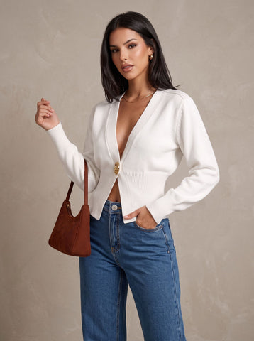Slim Fit Plunging V Neck Cardigan