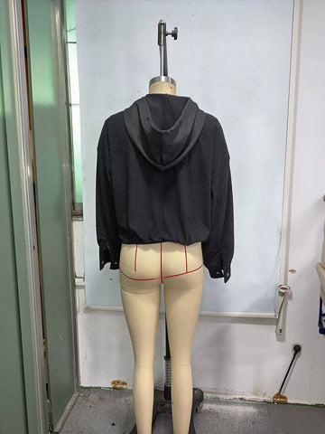 Oversized Corduroy Hooded Utility Jacket