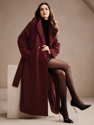Elegant Belted Wool Blend Coat