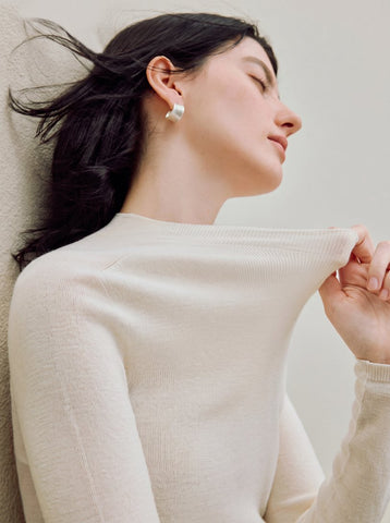 Soft Pure Wool Mock Neck Sweater