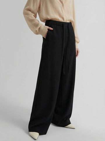Wool Blend Relaxed Trousers