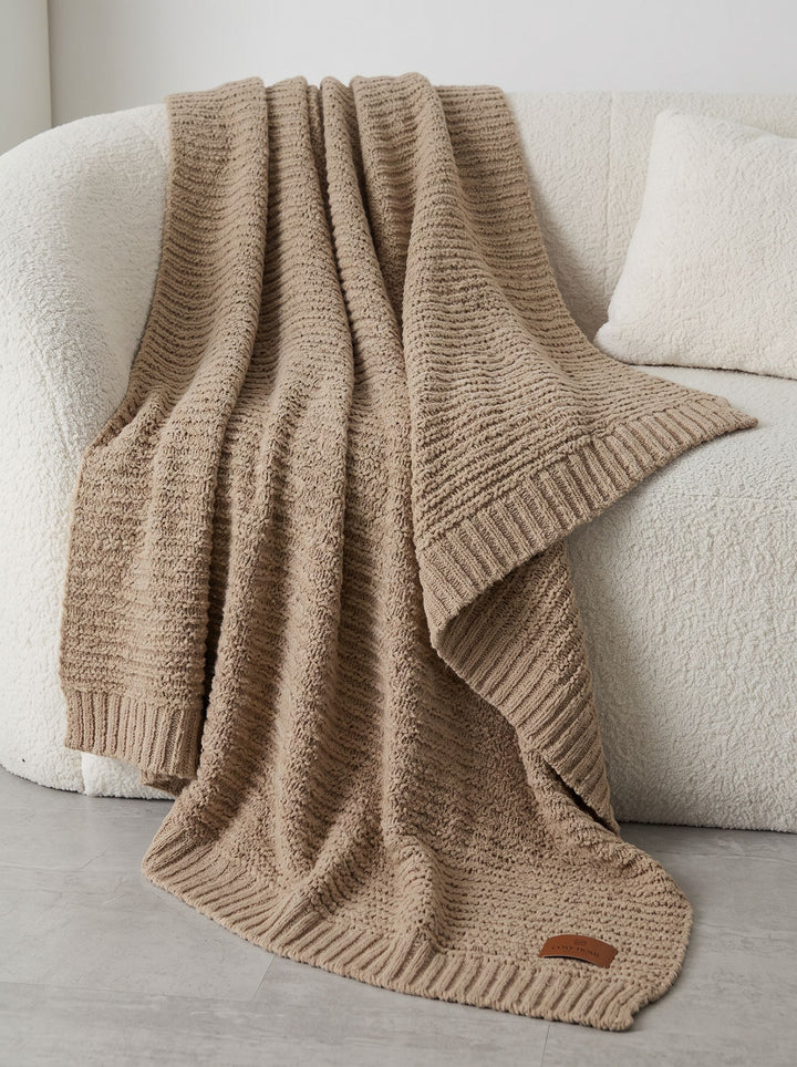 Soft Cozy Ribbed Knit Throw Blanket