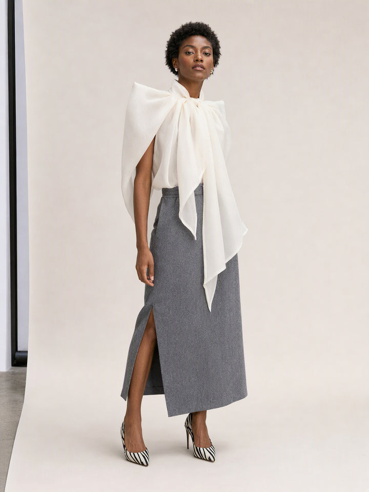 Elegant Bow Tie Chiffon Blouse