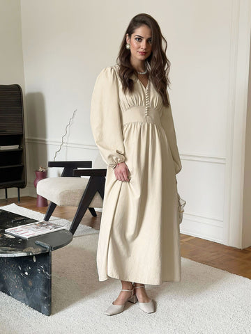 Elegant Button Front Midi Dress