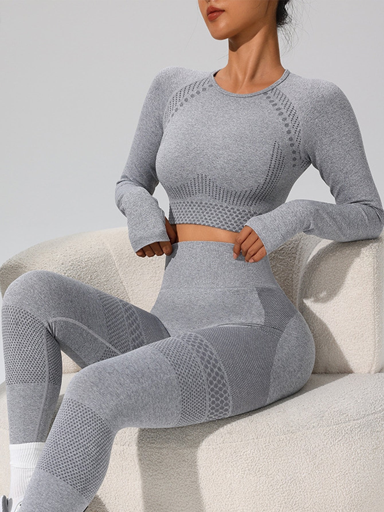 Seamless High Waisted Workout Leggings Set